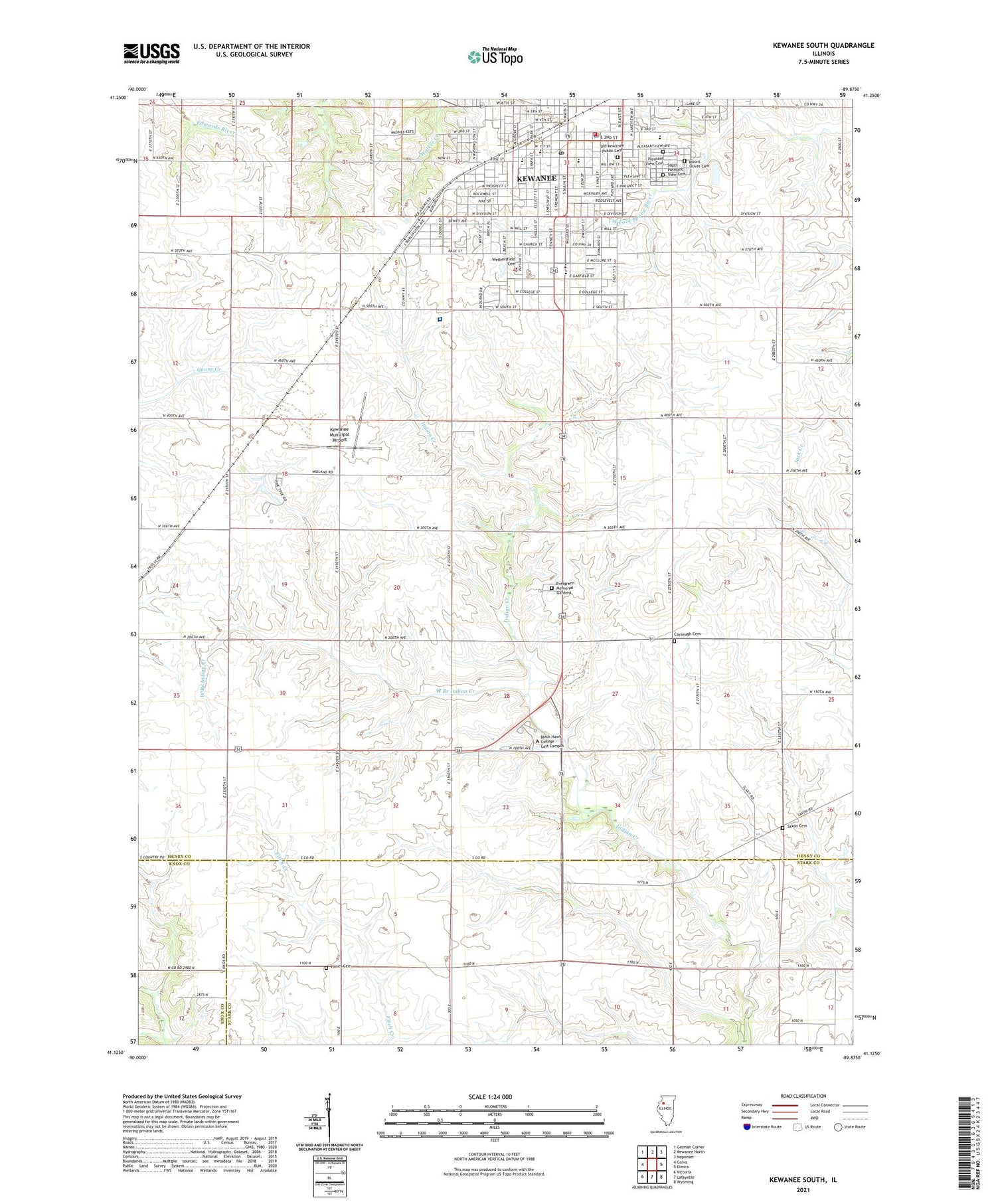 Kewanee South Illinois US Topo Map Image