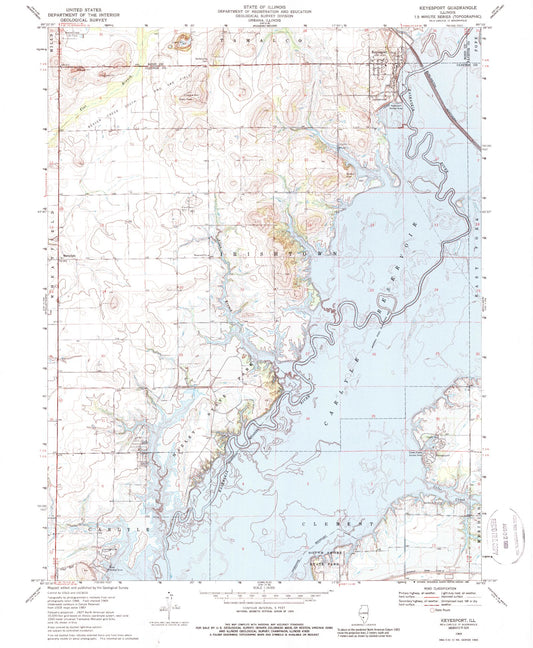Classic USGS Keyesport Illinois 7.5'x7.5' Topo Map Image
