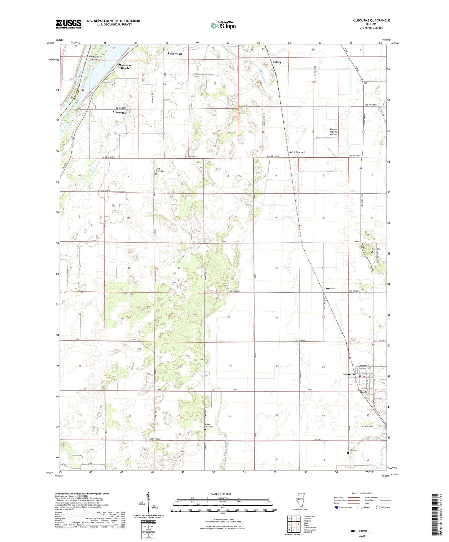 Kilbourne Illinois US Topo Map Image