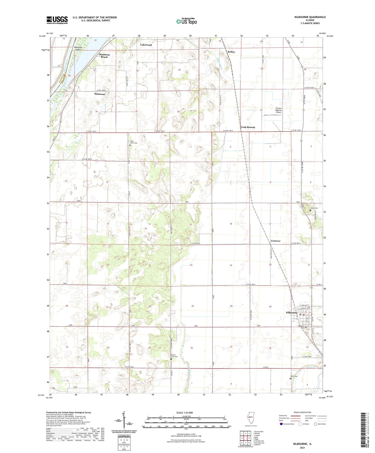 Kilbourne Illinois US Topo Map Image