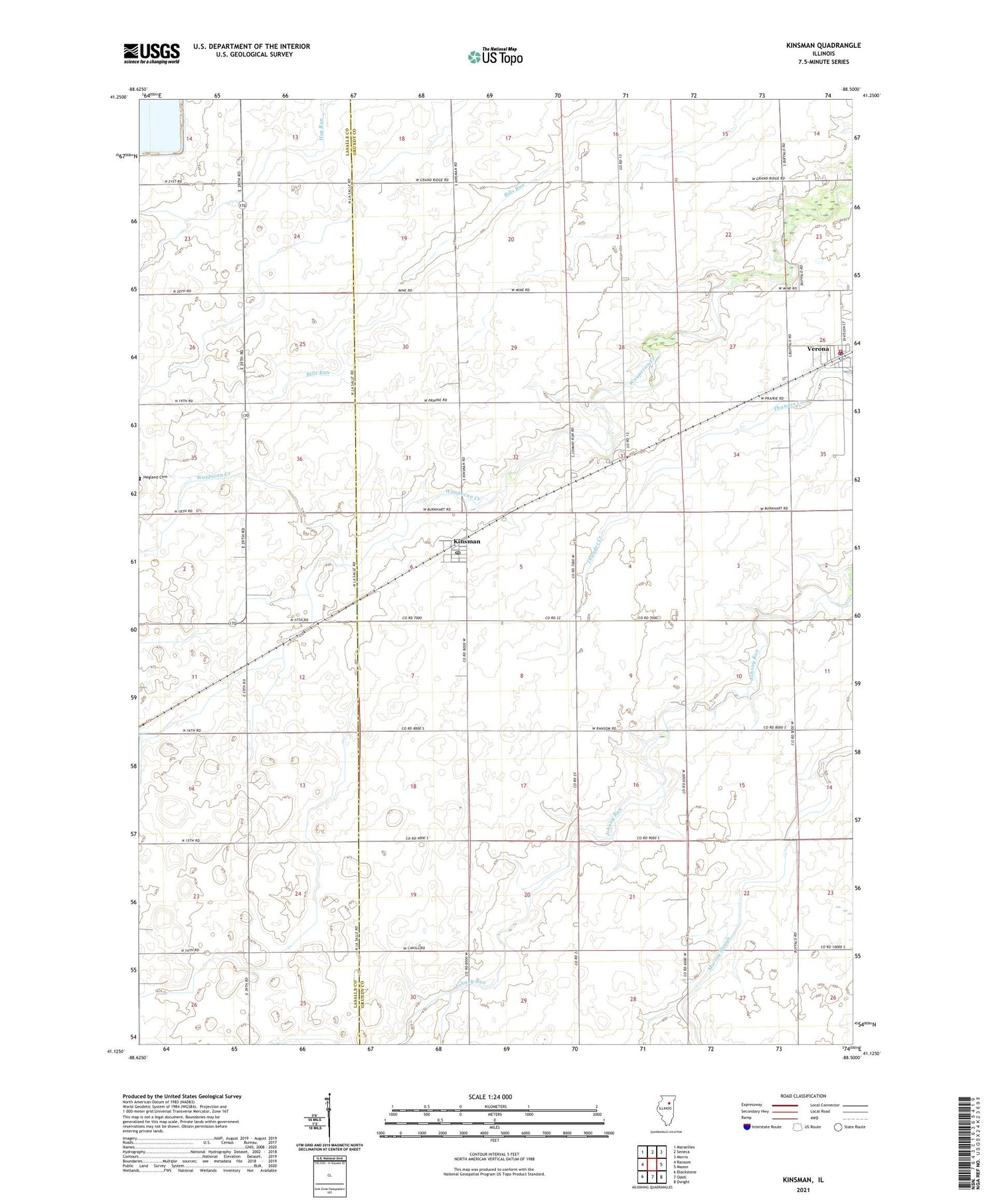 Kinsman Illinois US Topo Map Image