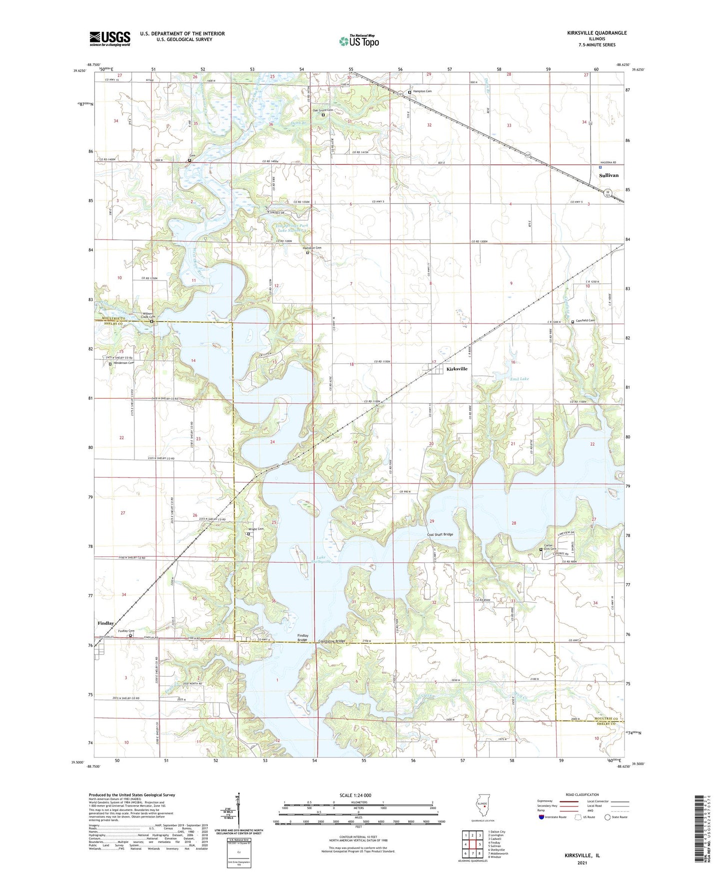Kirksville Illinois US Topo Map Image