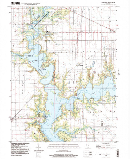 Classic USGS Kirksville Illinois 7.5'x7.5' Topo Map Image