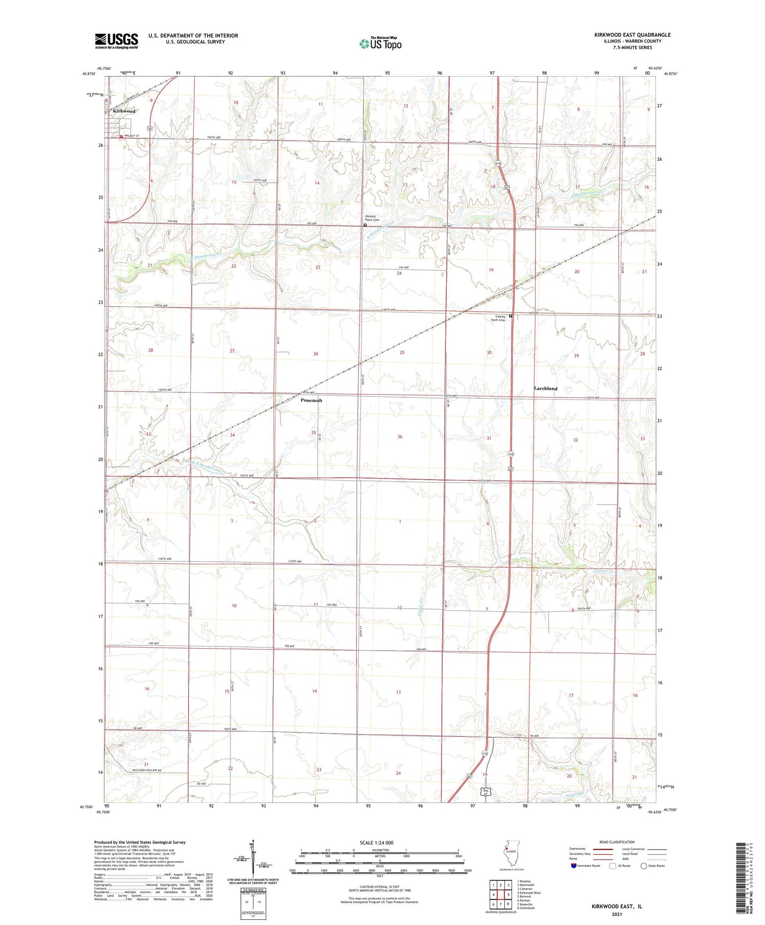 Kirkwood East Illinois US Topo Map Image
