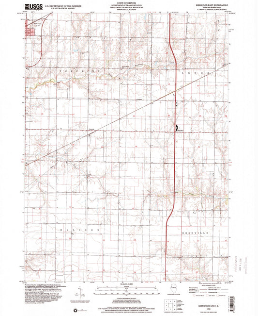 Classic USGS Kirkwood East Illinois 7.5'x7.5' Topo Map Image