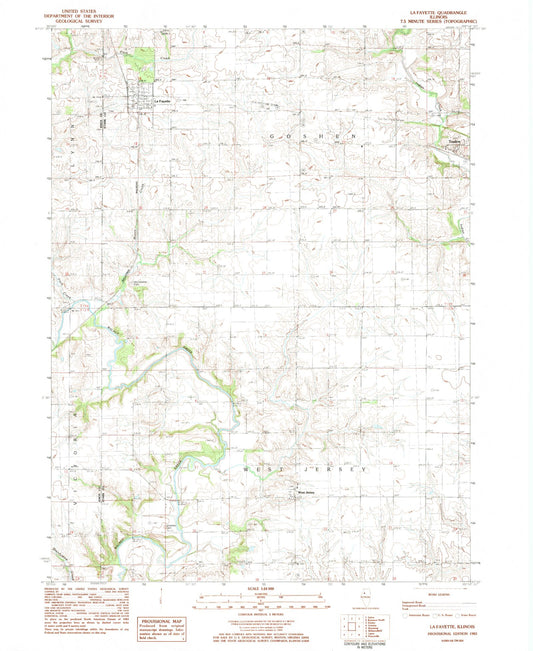 Classic USGS Lafayette Illinois 7.5'x7.5' Topo Map Image