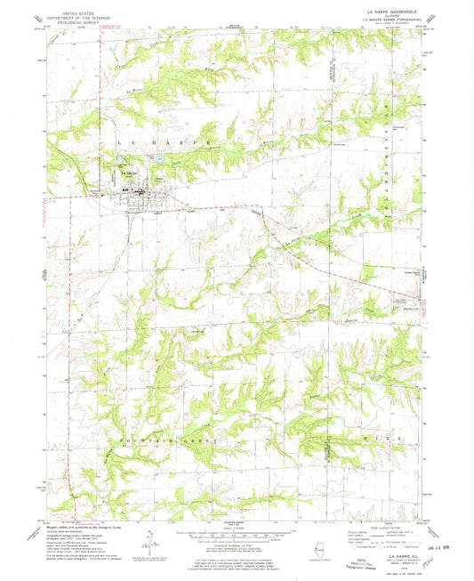 Classic USGS La Harpe Illinois 7.5'x7.5' Topo Map Image
