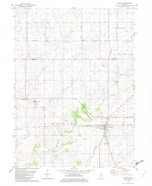 Classic USGS La Moille Illinois 7.5'x7.5' Topo Map Image