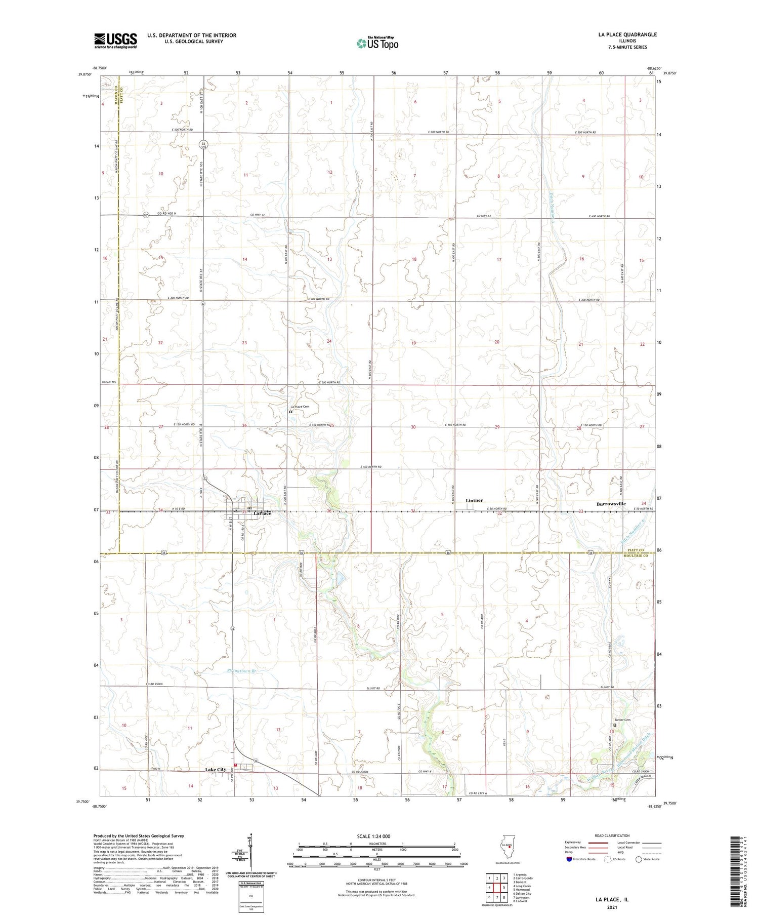 La Place Illinois US Topo Map Image