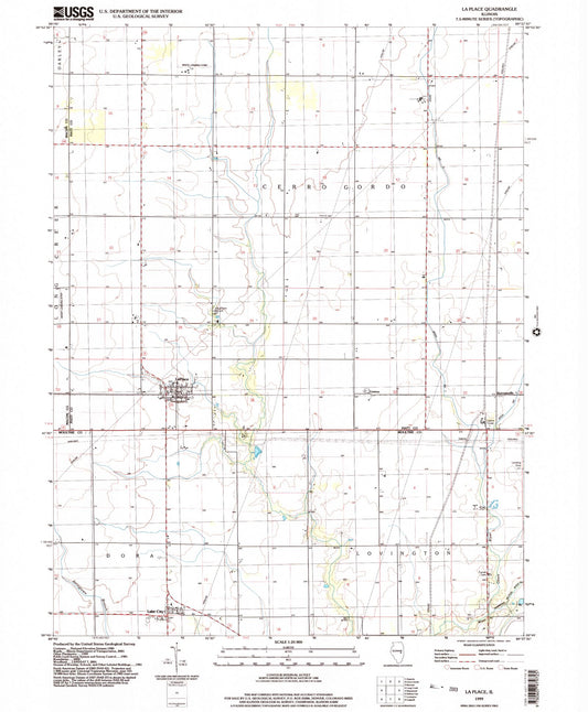 Classic USGS La Place Illinois 7.5'x7.5' Topo Map Image