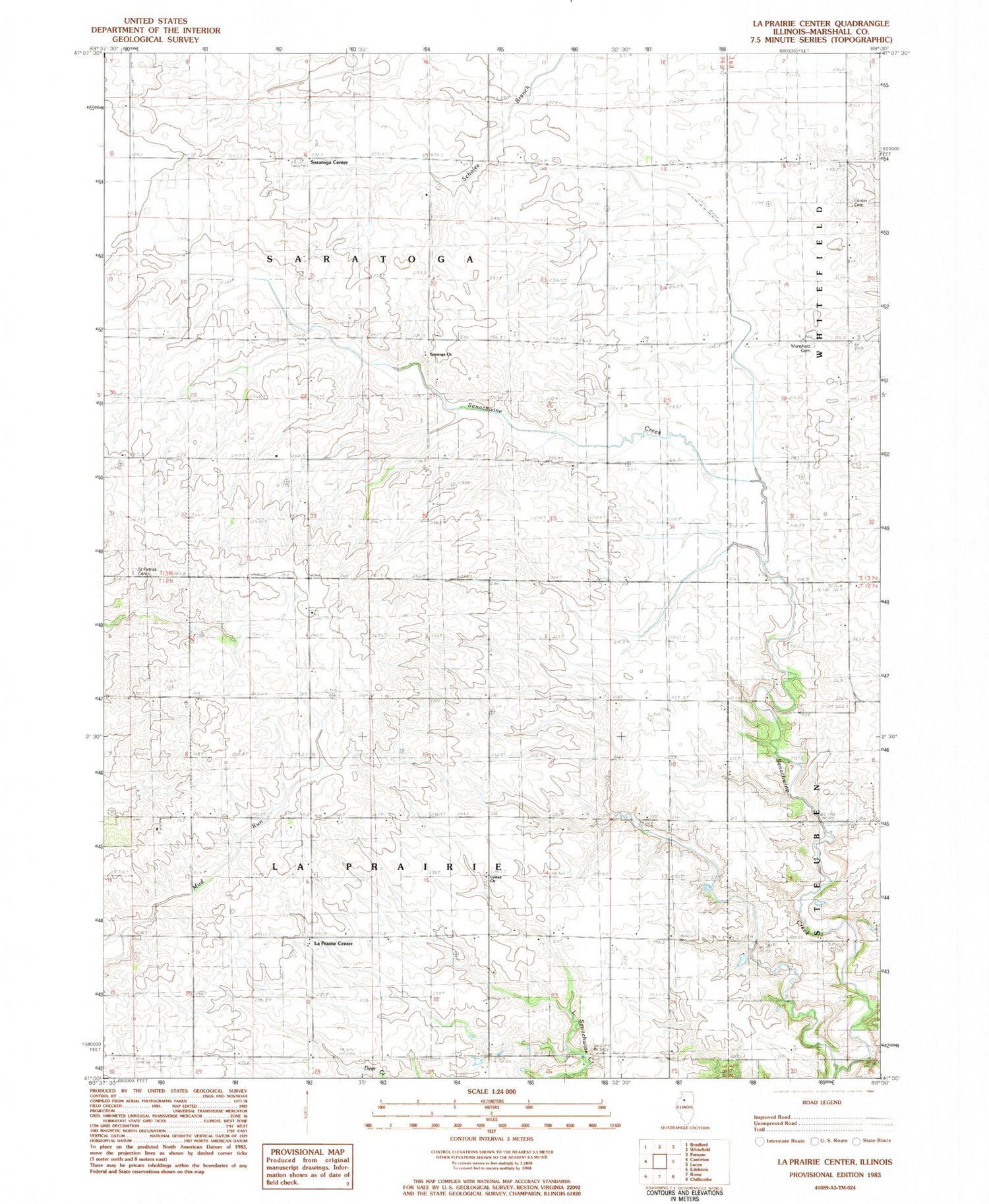 Classic USGS La Prairie Center Illinois 7.5'x7.5' Topo Map Image