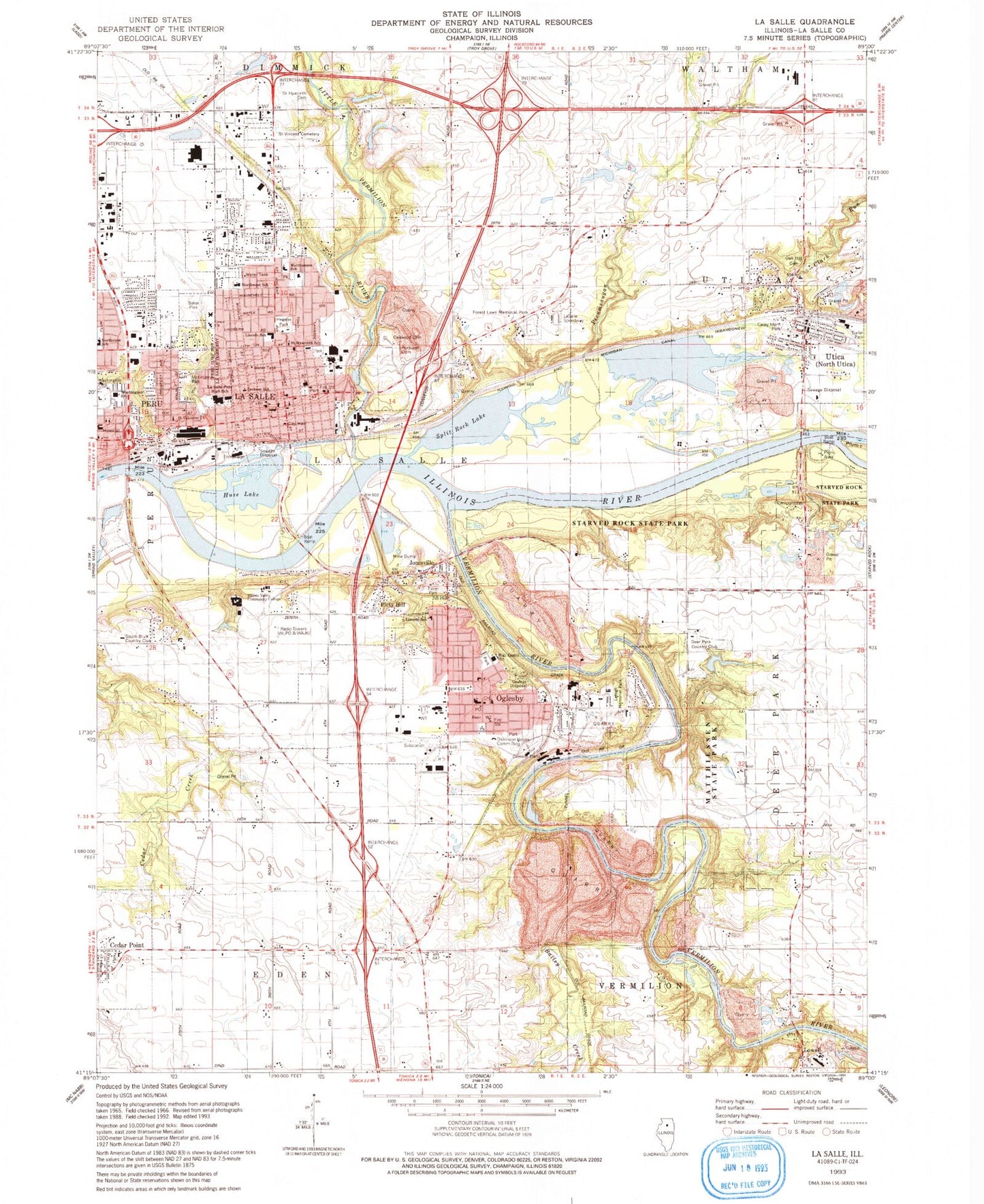 Classic USGS La Salle Illinois 7.5'x7.5' Topo Map Image