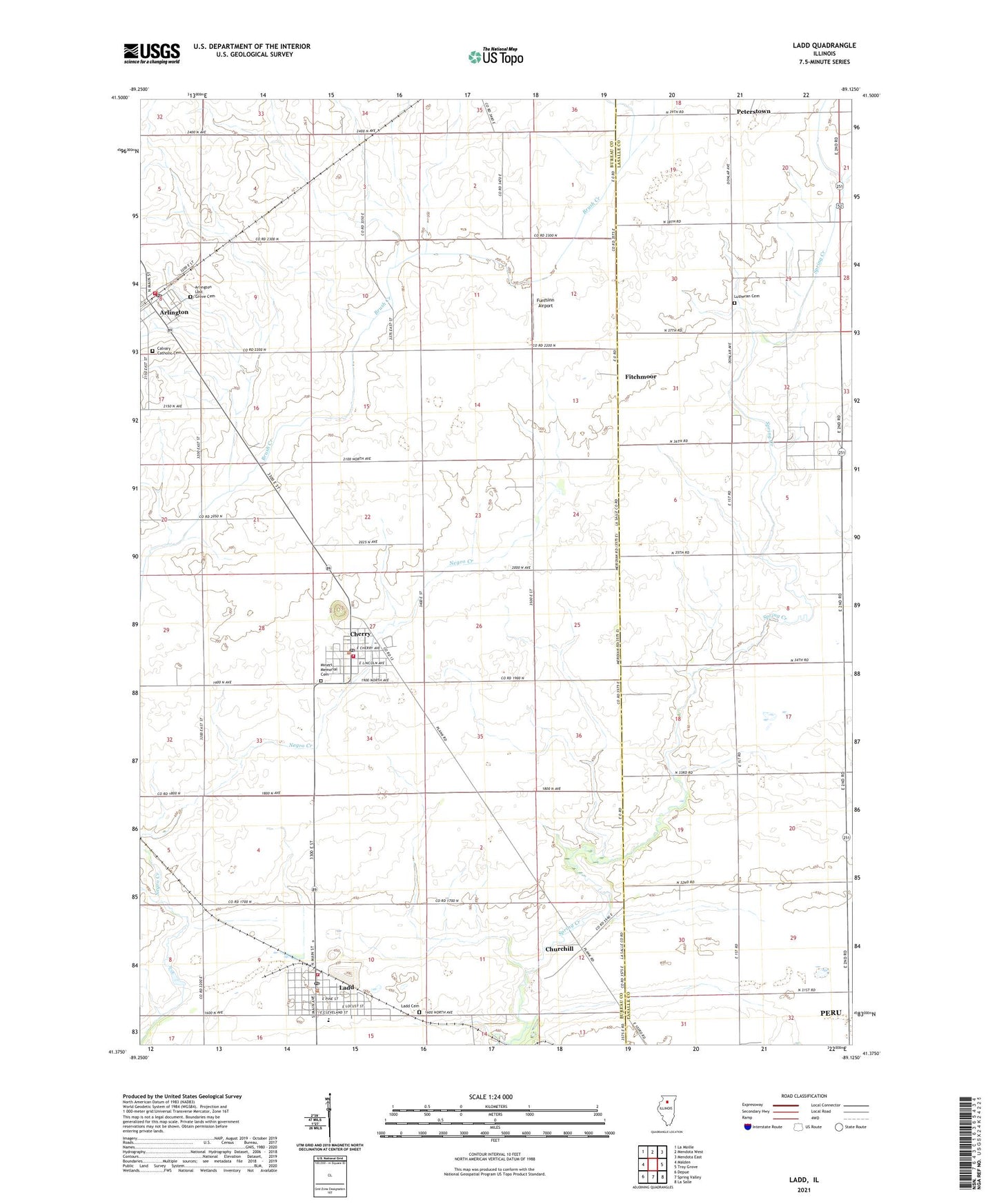 Ladd Illinois US Topo Map Image