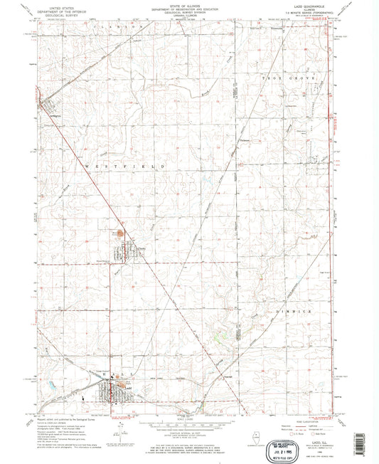 Classic USGS Ladd Illinois 7.5'x7.5' Topo Map Image