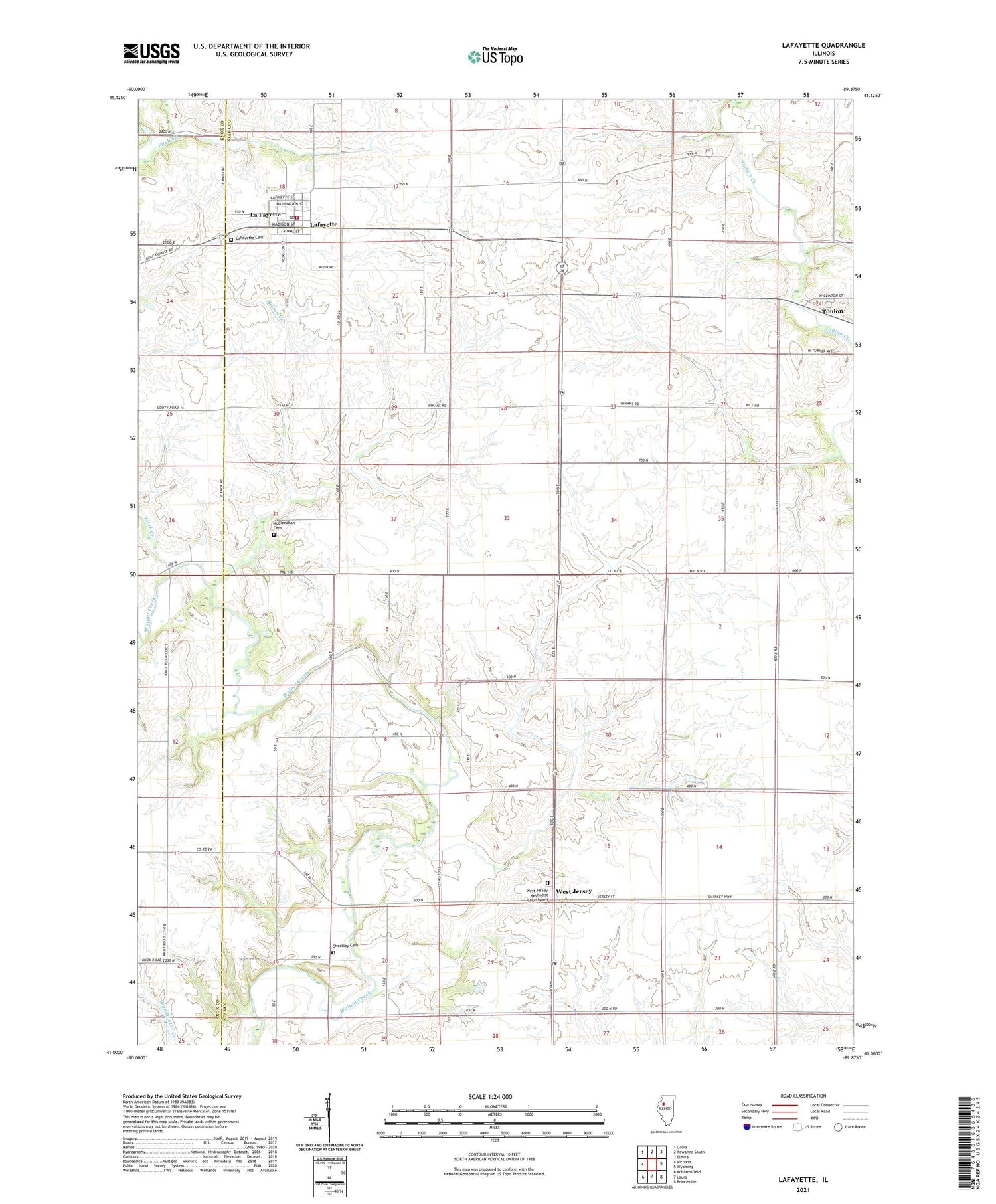 Lafayette Illinois US Topo Map Image