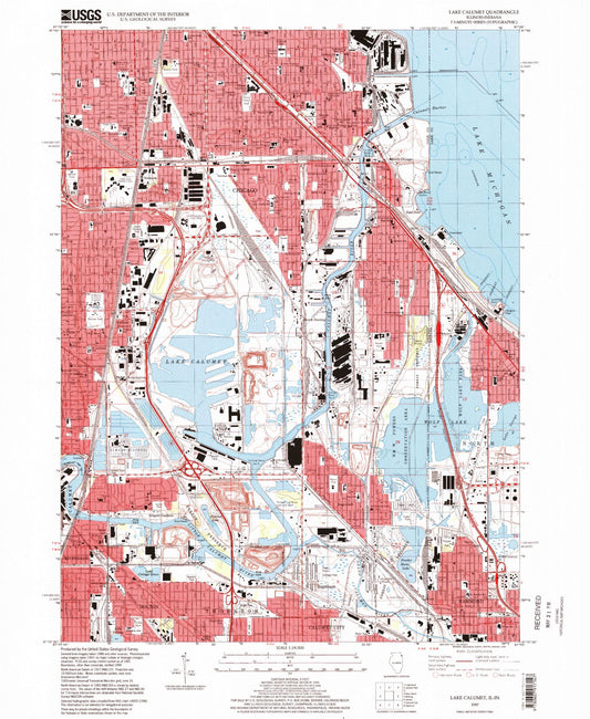 Classic USGS Lake Calumet Illinois 7.5'x7.5' Topo Map Image