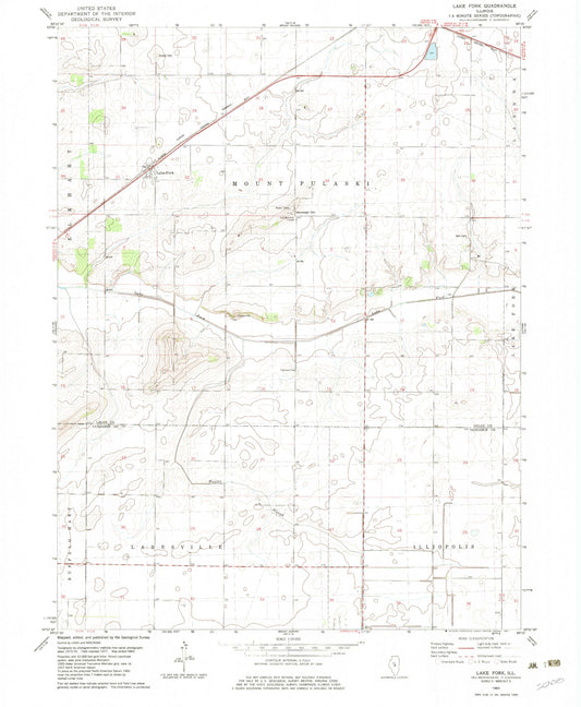 Classic USGS Lake Fork Illinois 7.5'x7.5' Topo Map Image