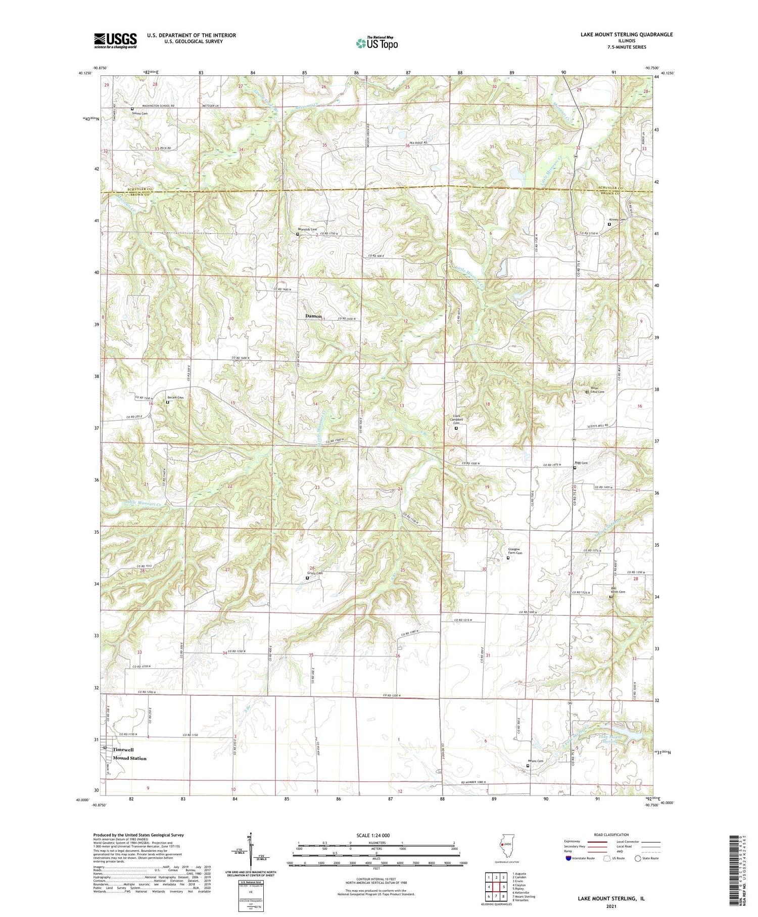 Lake Mount Sterling Illinois US Topo Map Image