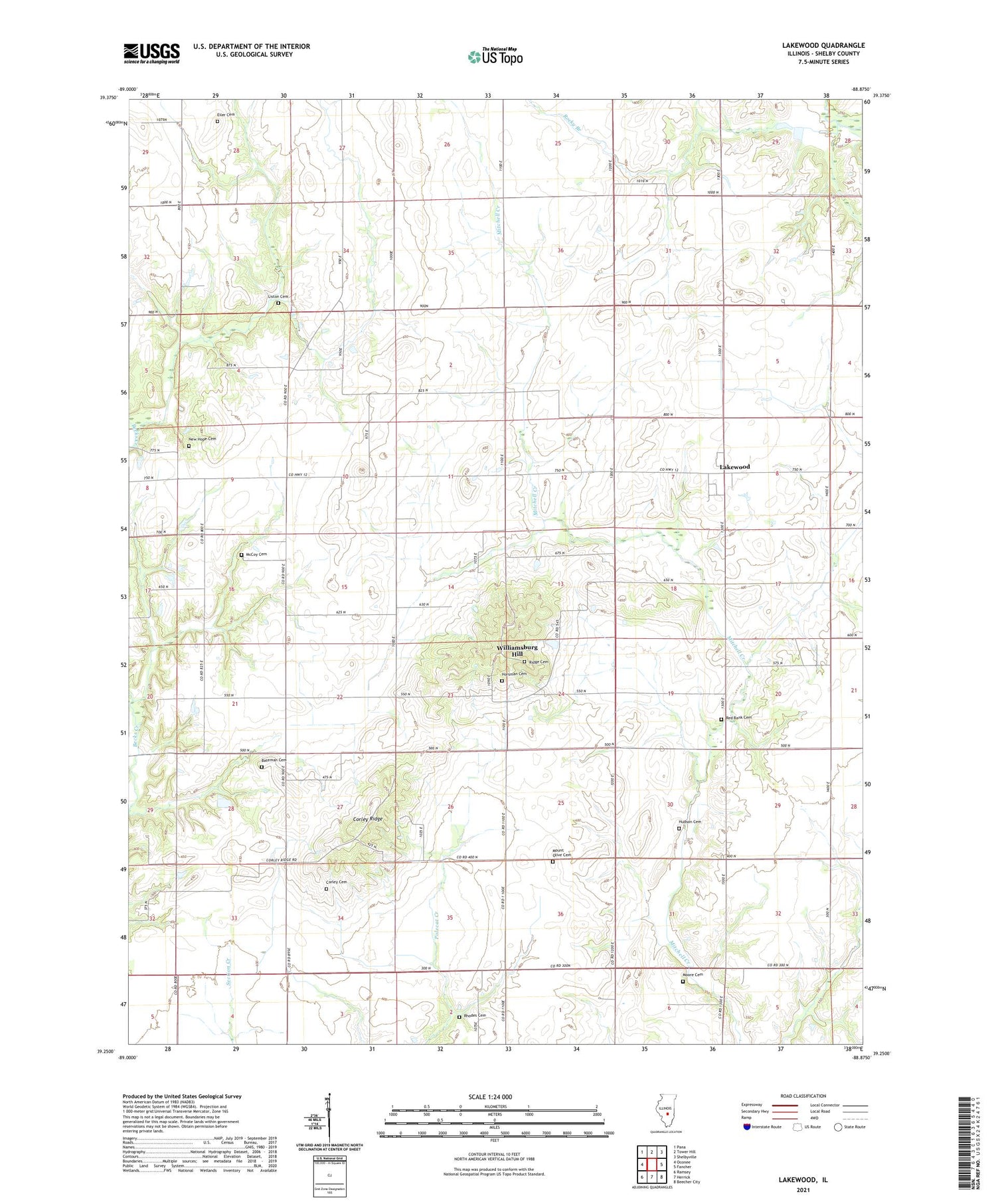 Lakewood Illinois US Topo Map Image