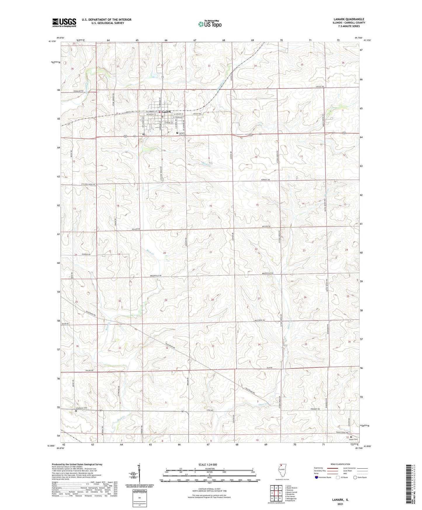 Lanark Illinois US Topo Map Image