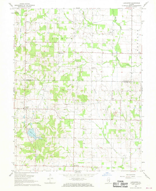 Classic USGS Lancaster Illinois 7.5'x7.5' Topo Map Image