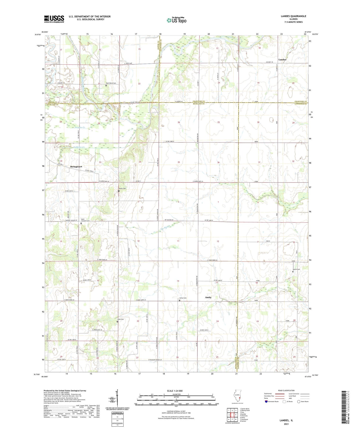 Landes Illinois US Topo Map Image