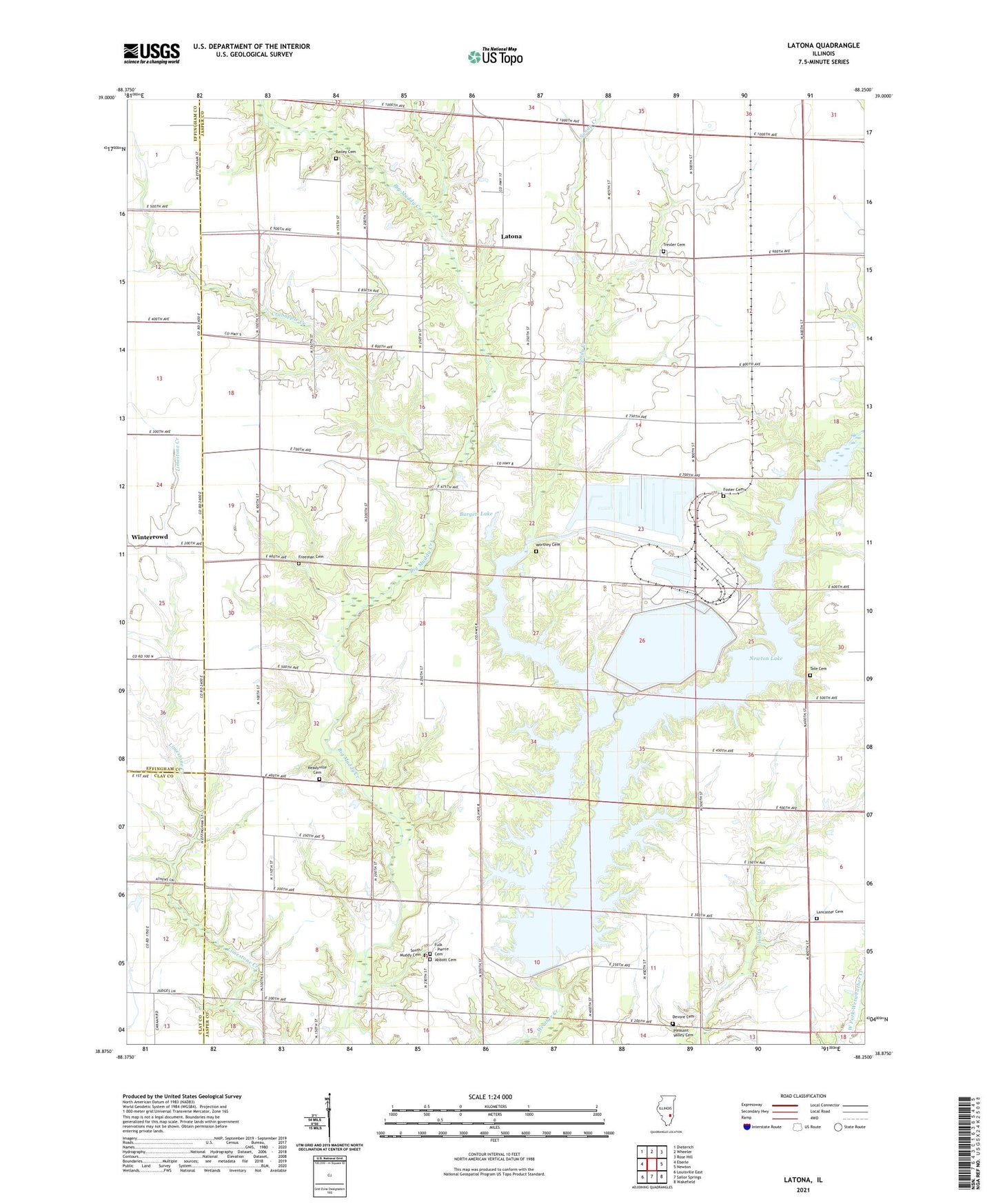 Latona Illinois US Topo Map Image