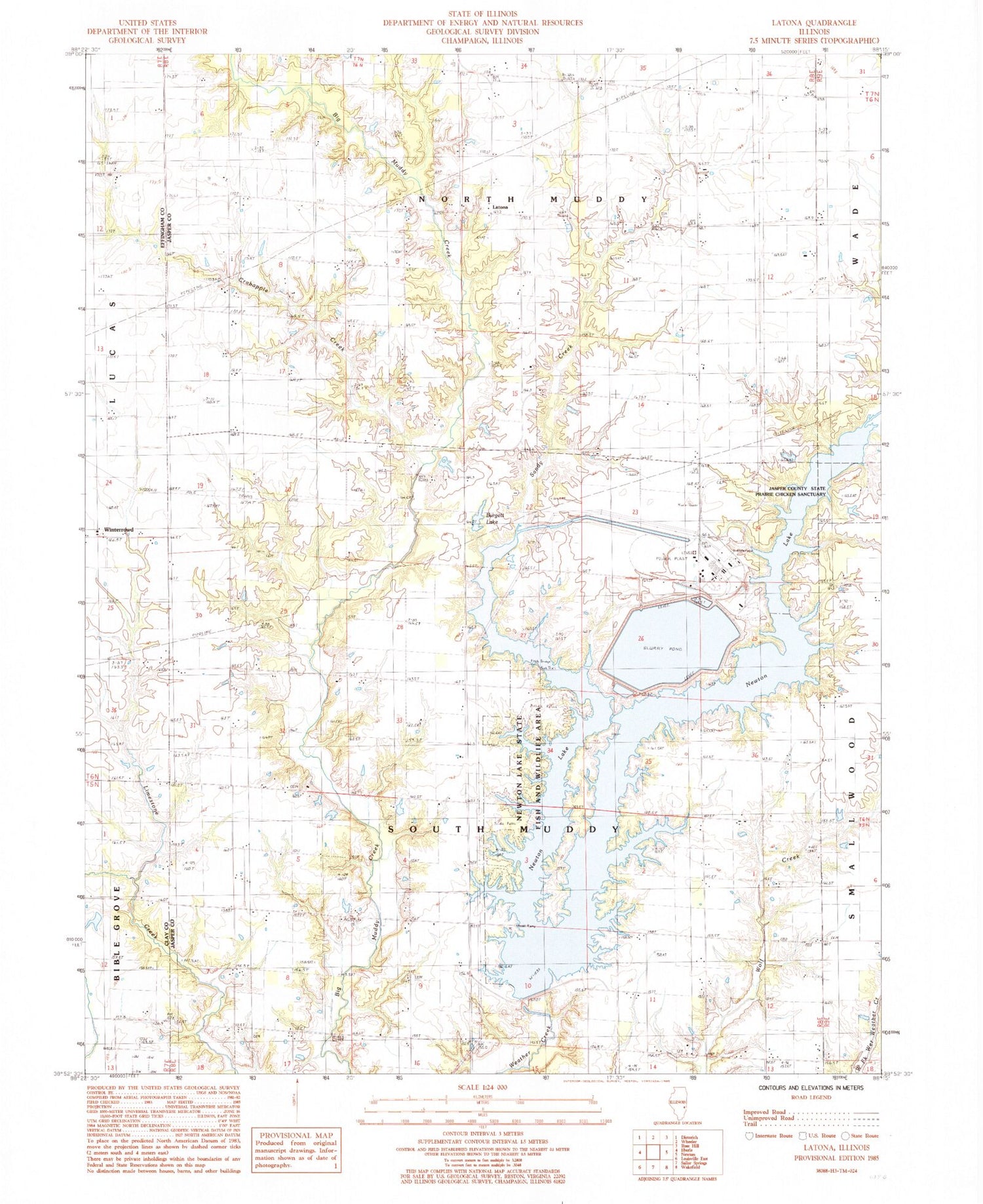 Classic USGS Latona Illinois 7.5'x7.5' Topo Map Image