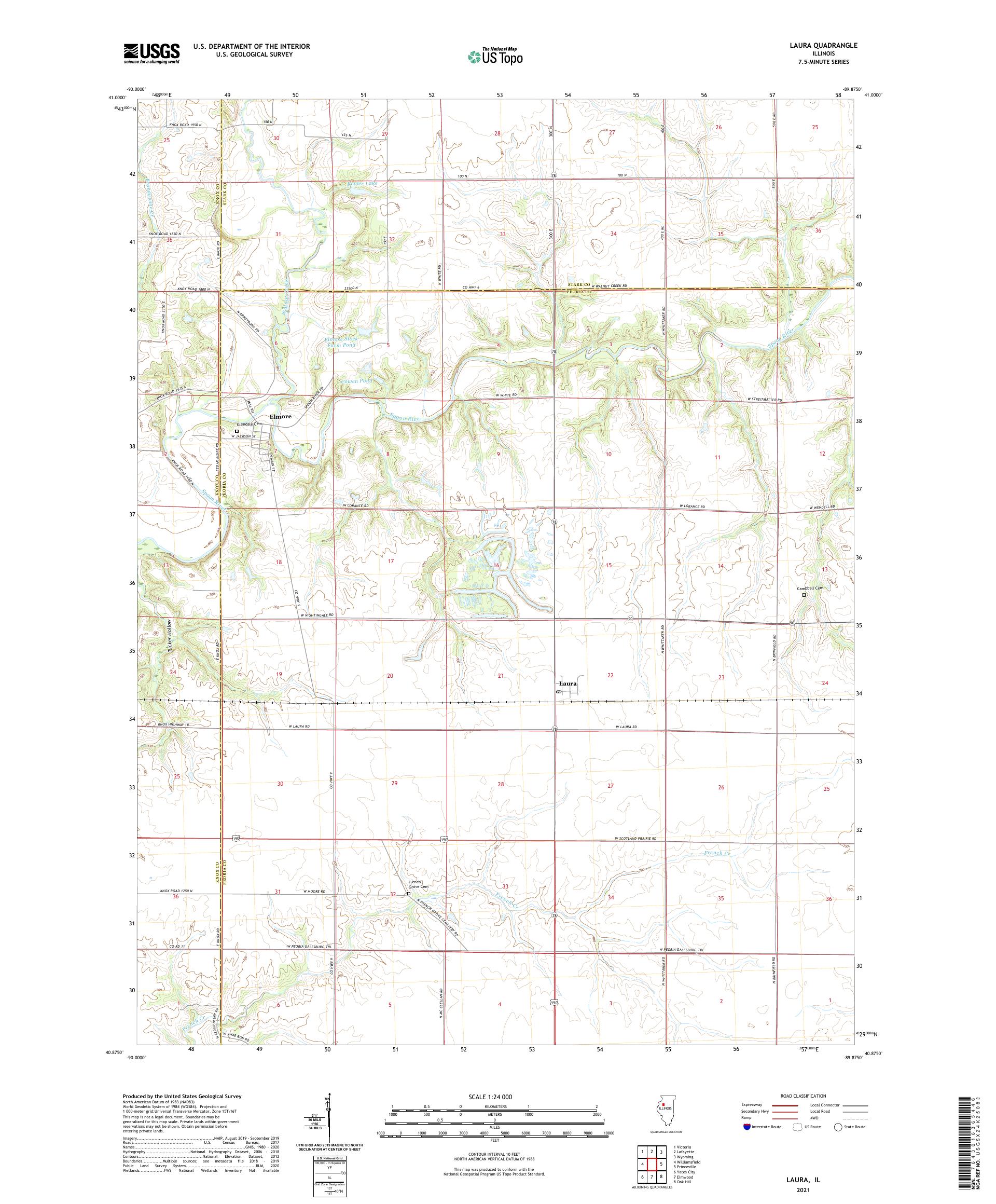 Laura Illinois US Topo Map – MyTopo Map Store