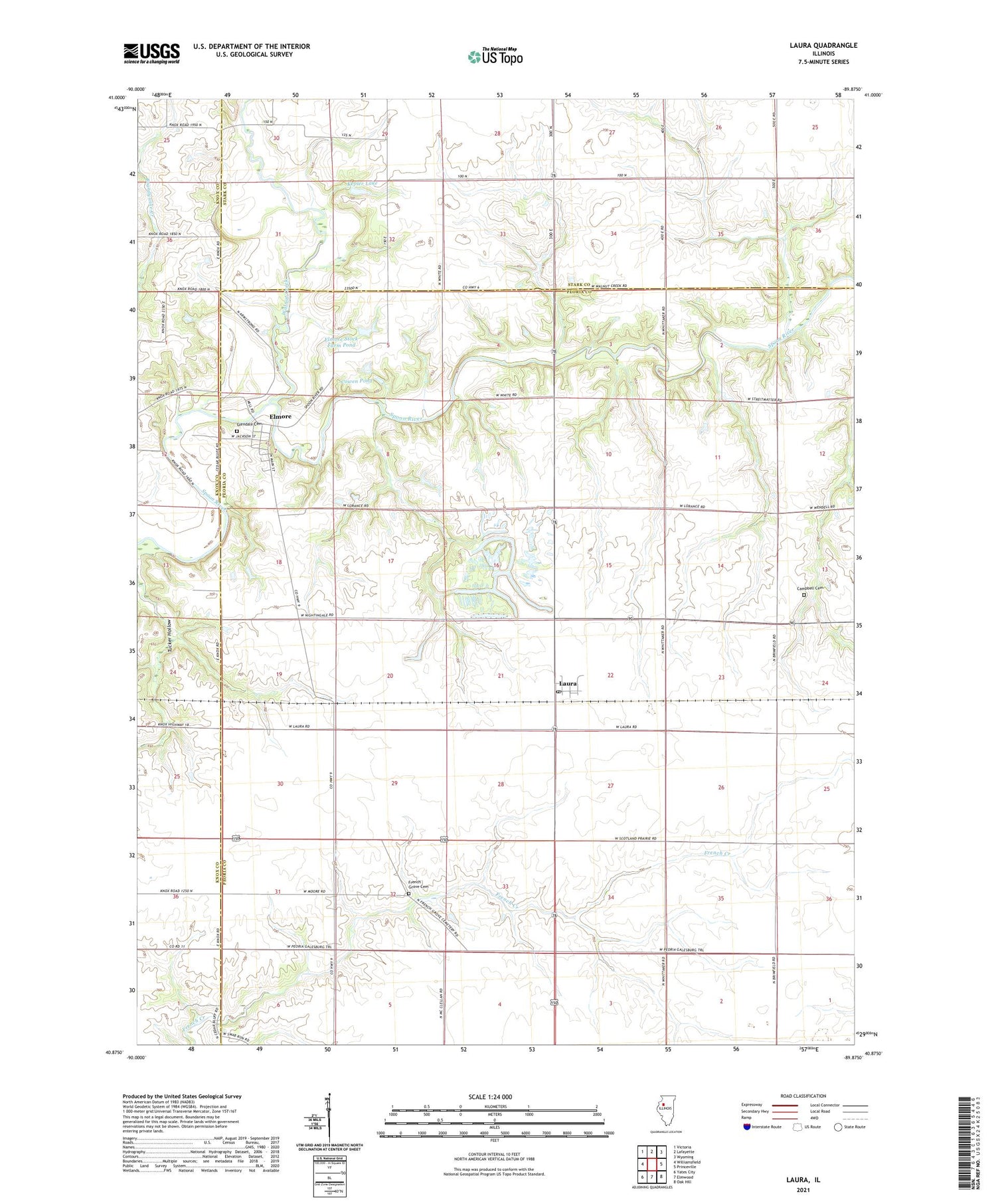 Laura Illinois US Topo Map Image