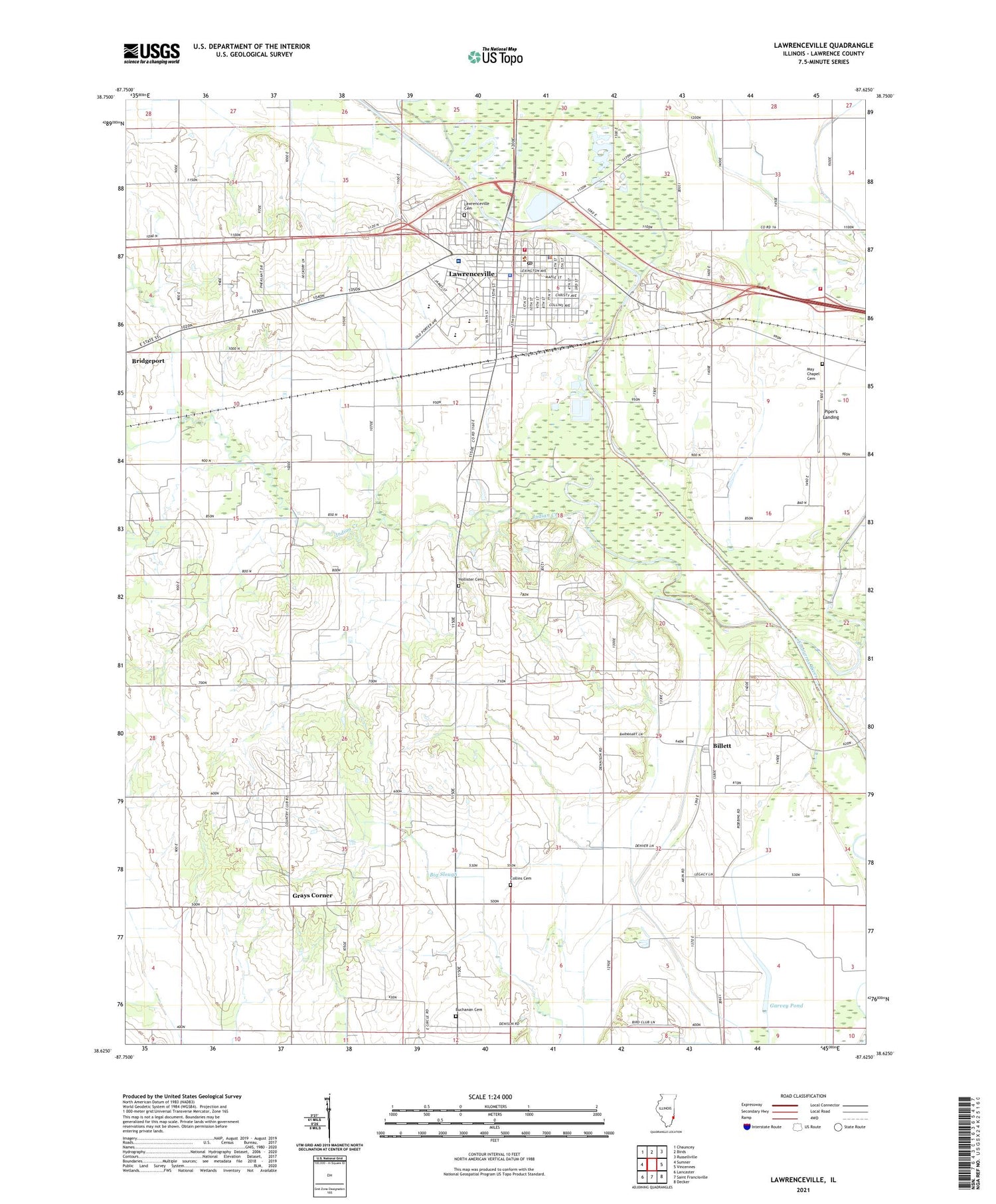 Lawrenceville Illinois US Topo Map Image