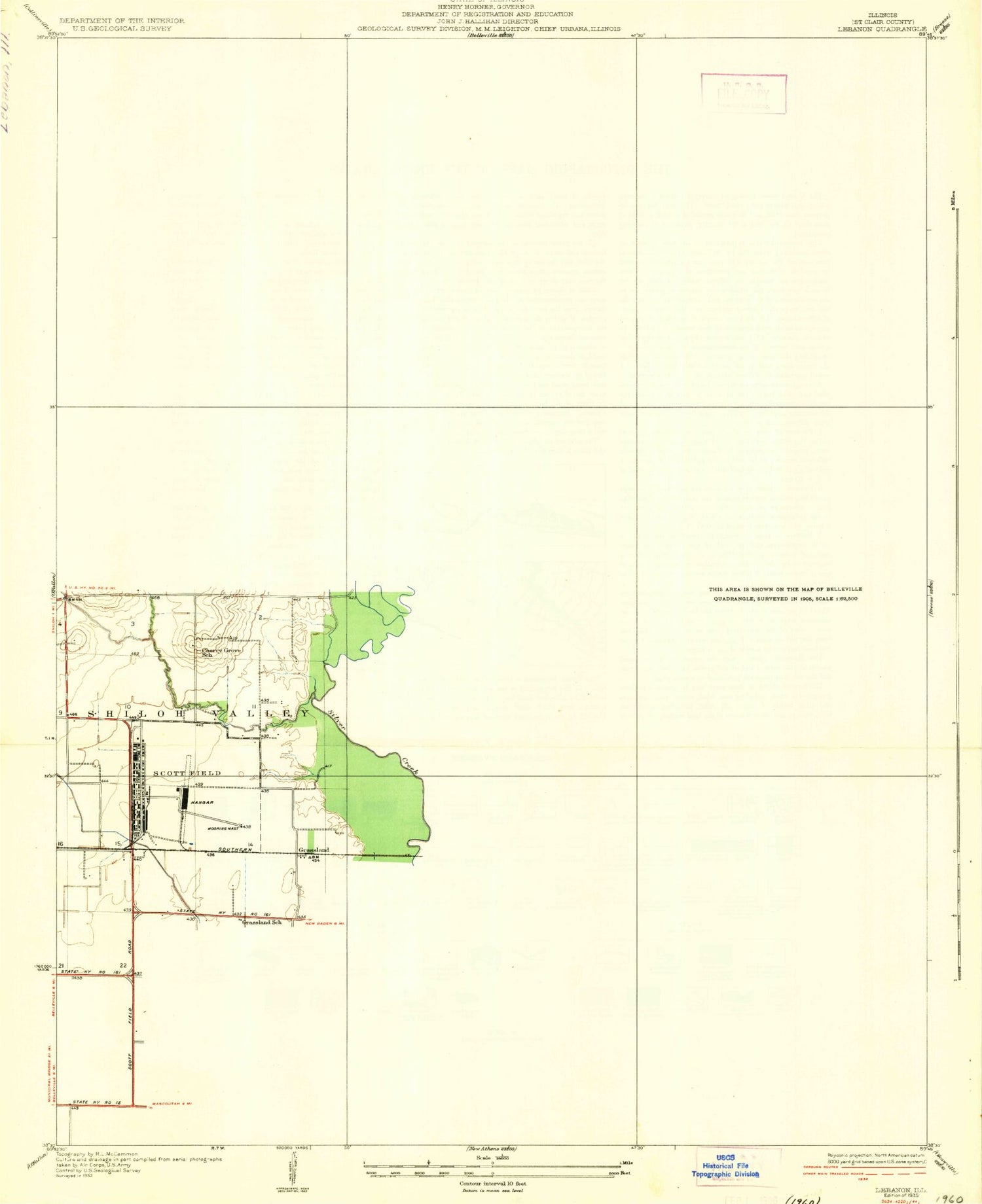 Classic USGS Lebanon Illinois 7.5'x7.5' Topo Map Image