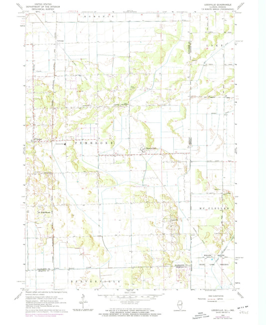 Classic USGS Leesville Illinois 7.5'x7.5' Topo Map Image