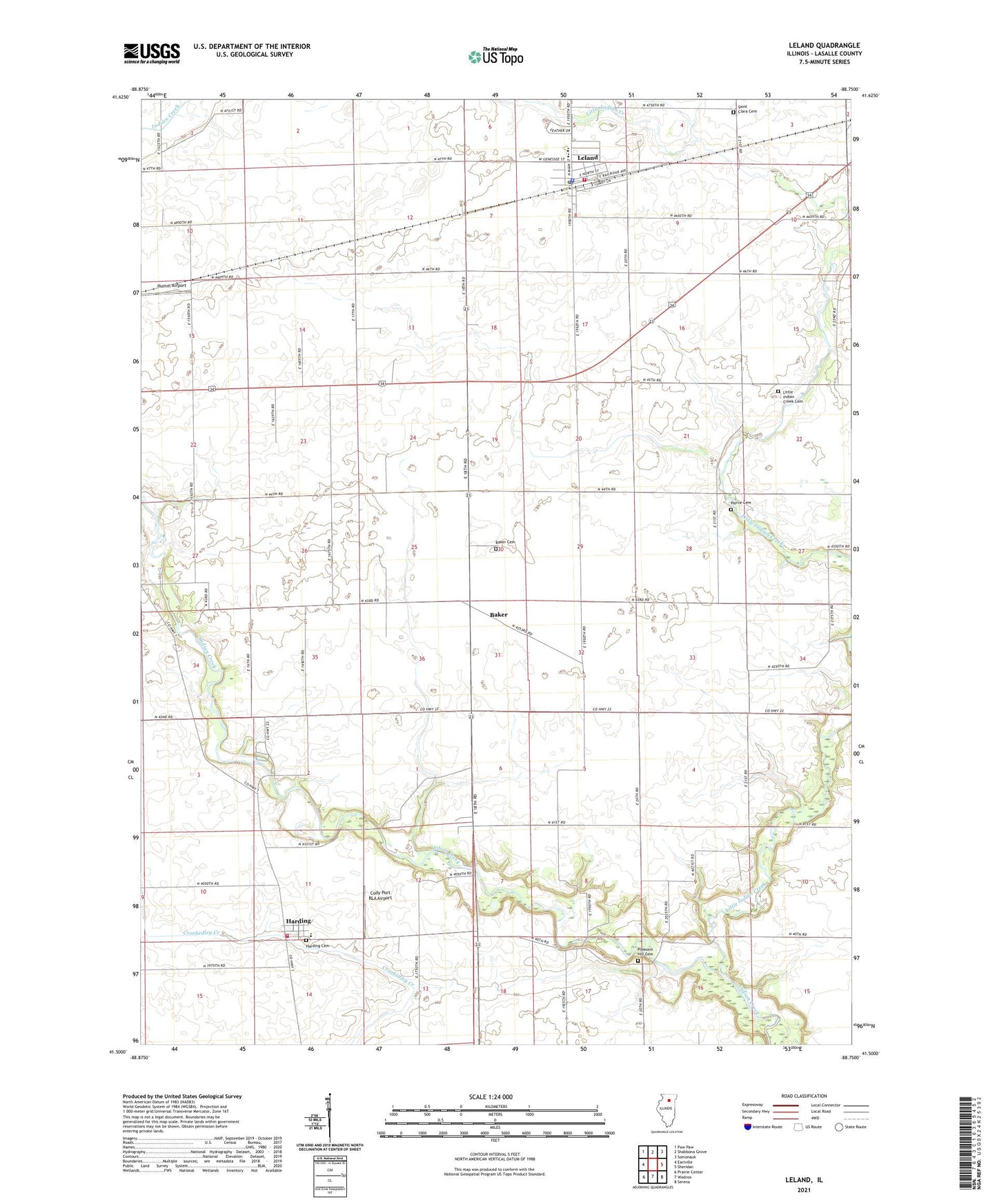 Leland Illinois US Topo Map Image