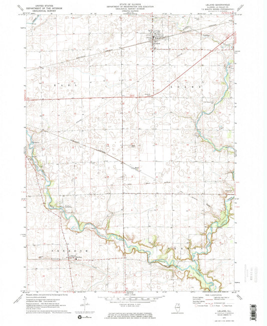 Classic USGS Leland Illinois 7.5'x7.5' Topo Map Image