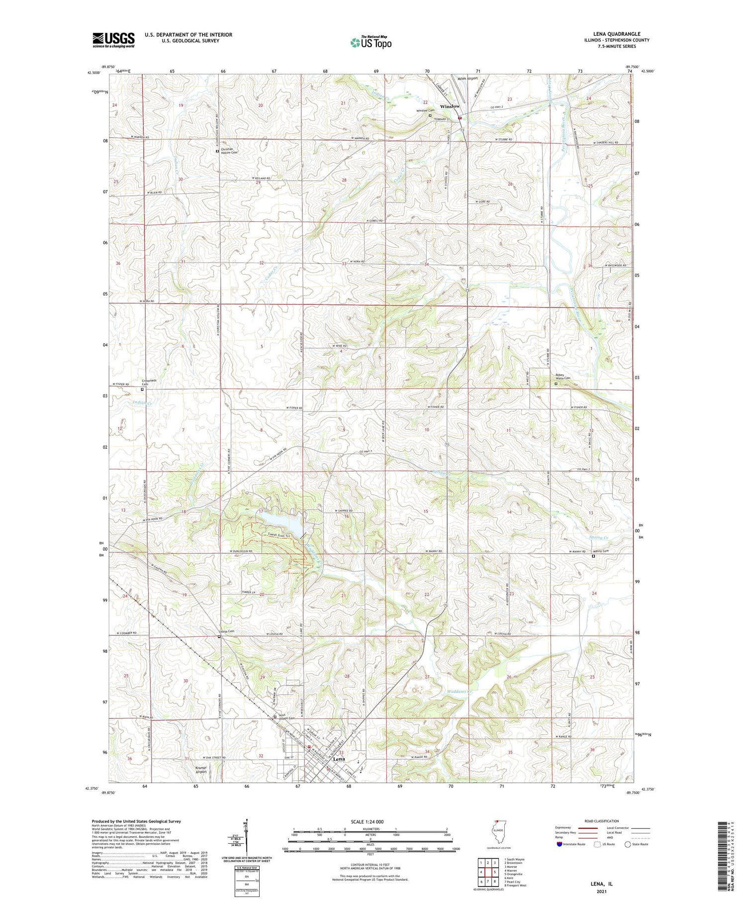 Lena Illinois US Topo Map Image