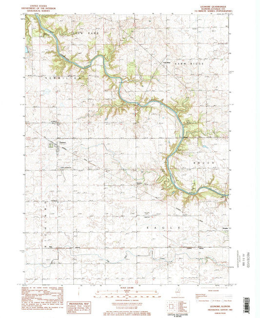 Classic USGS Leonore Illinois 7.5'x7.5' Topo Map Image