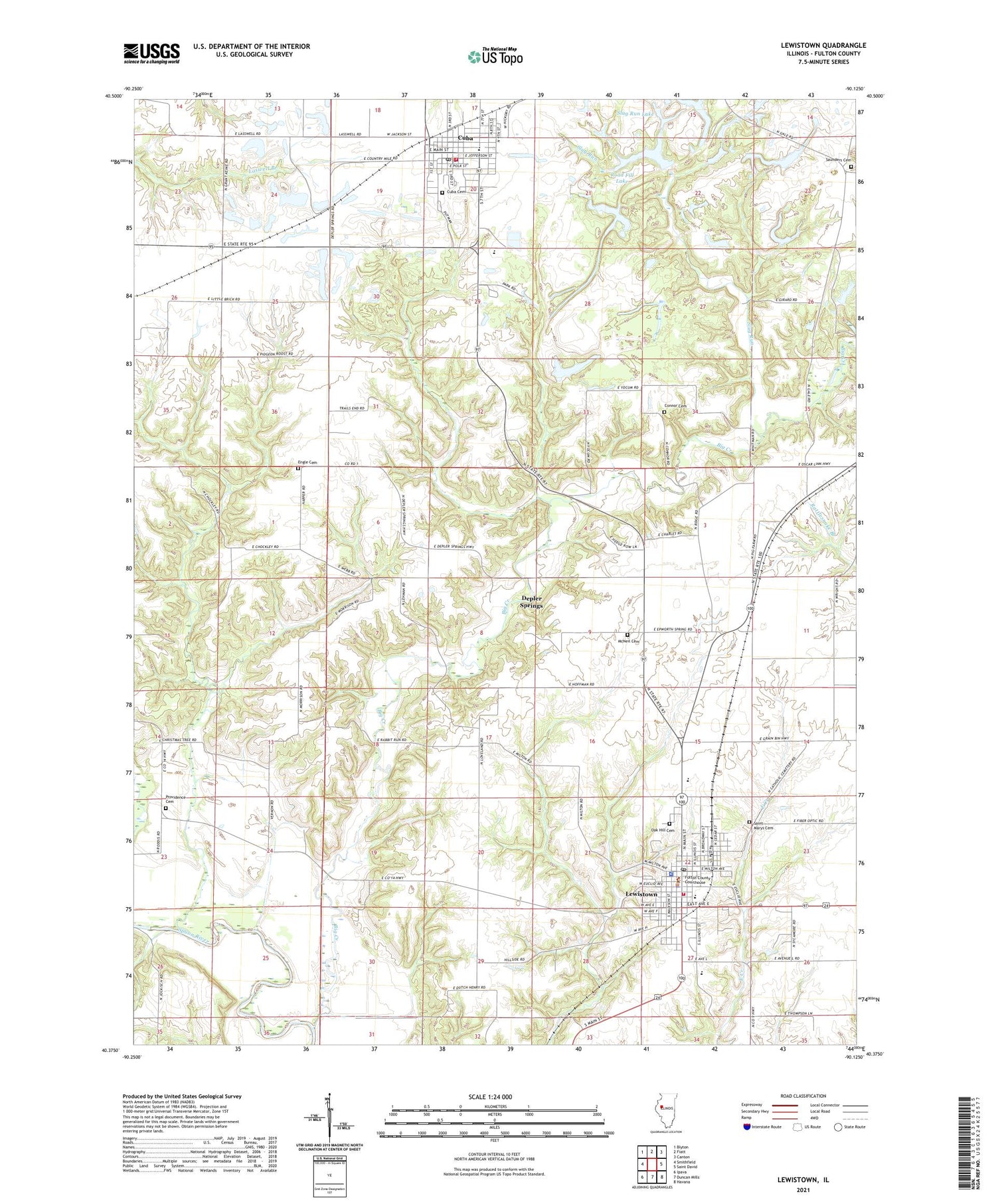 Lewistown Illinois US Topo Map Image