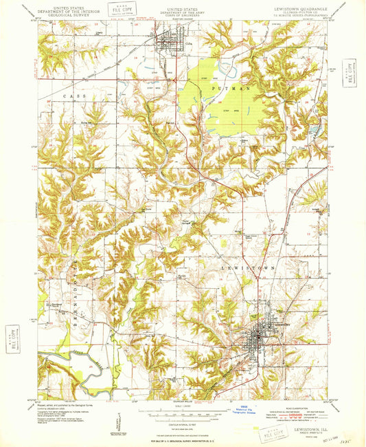 Classic USGS Lewistown Illinois 7.5'x7.5' Topo Map Image
