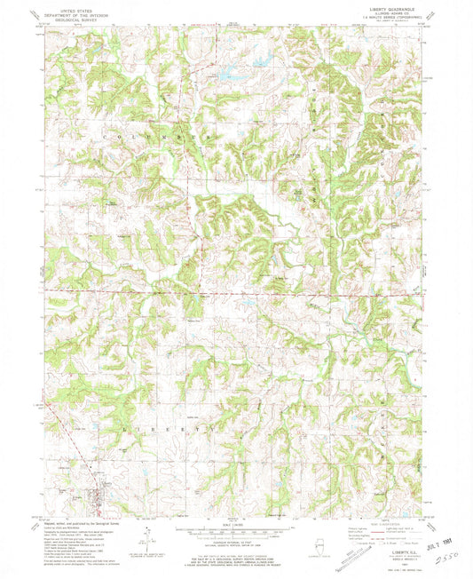 Classic USGS Liberty Illinois 7.5'x7.5' Topo Map Image