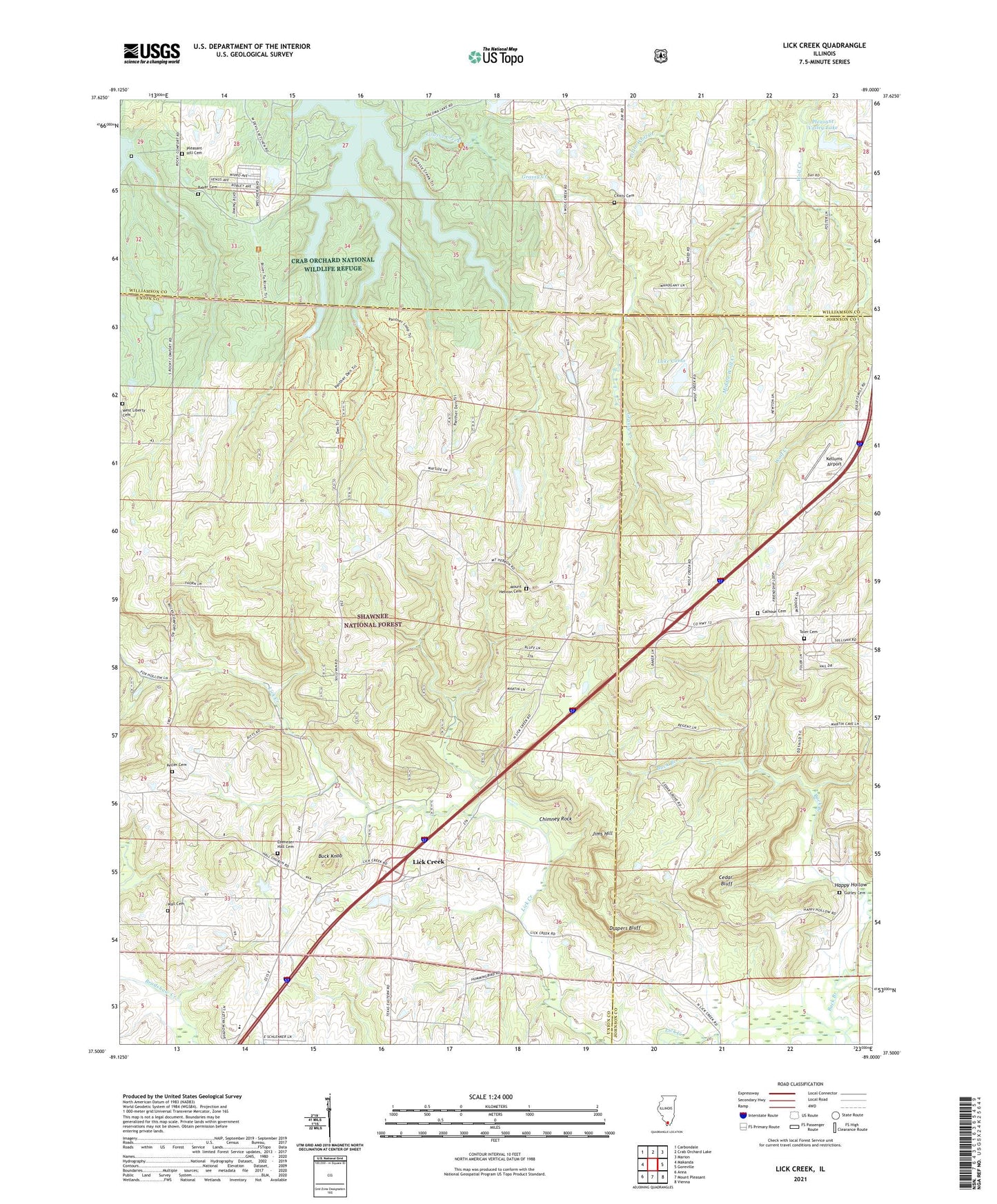 Lick Creek Illinois US Topo Map Image