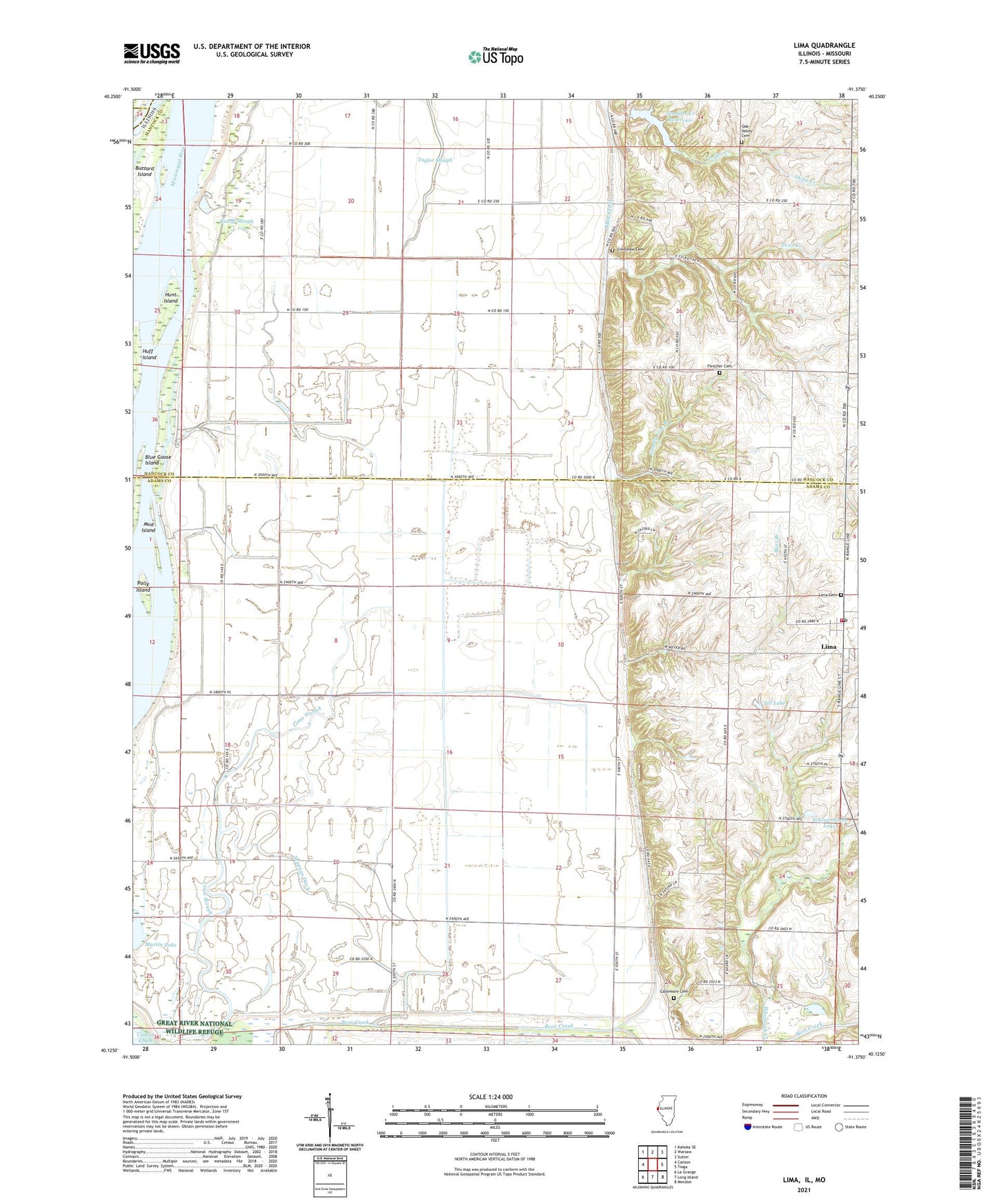 Lima Illinois US Topo Map Image