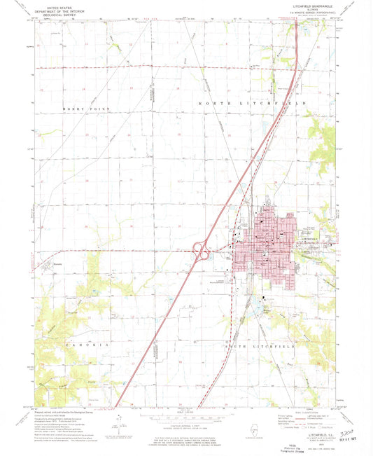 Classic USGS Litchfield Illinois 7.5'x7.5' Topo Map Image
