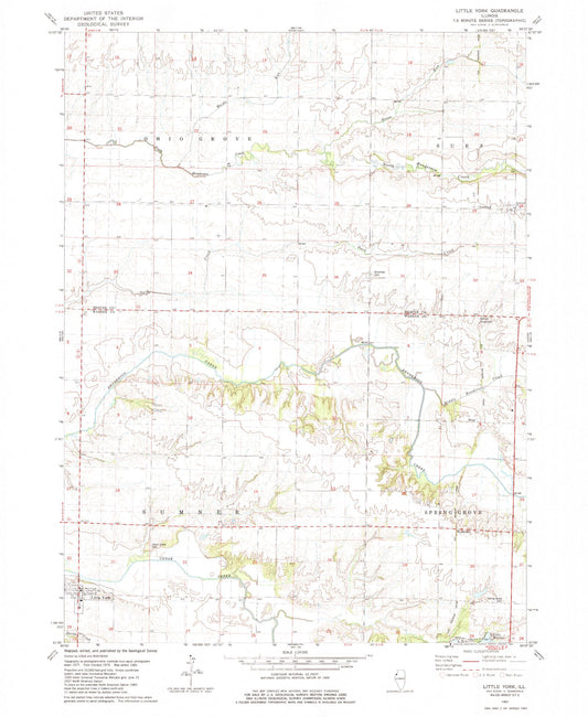 Classic USGS Little York Illinois 7.5'x7.5' Topo Map Image