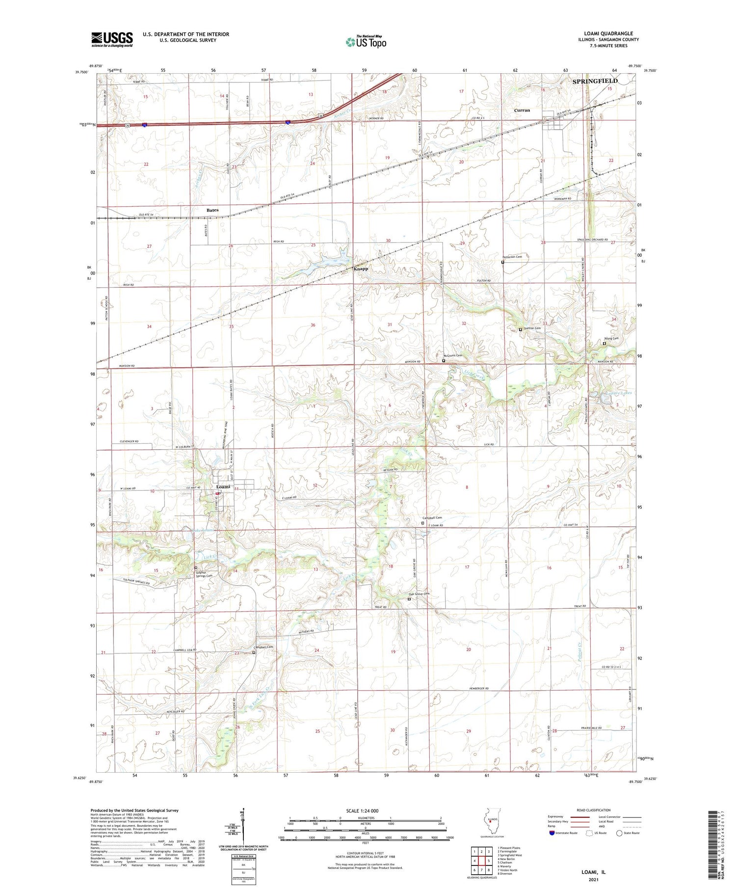 Loami Illinois US Topo Map Image