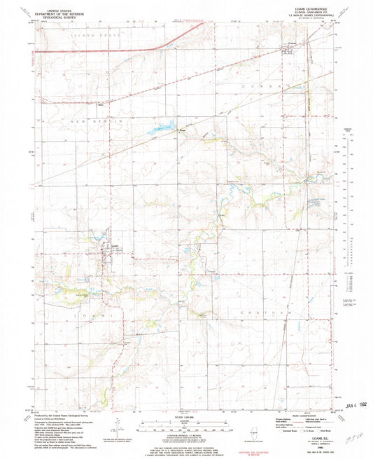 Classic USGS Loami Illinois 7.5'x7.5' Topo Map Image