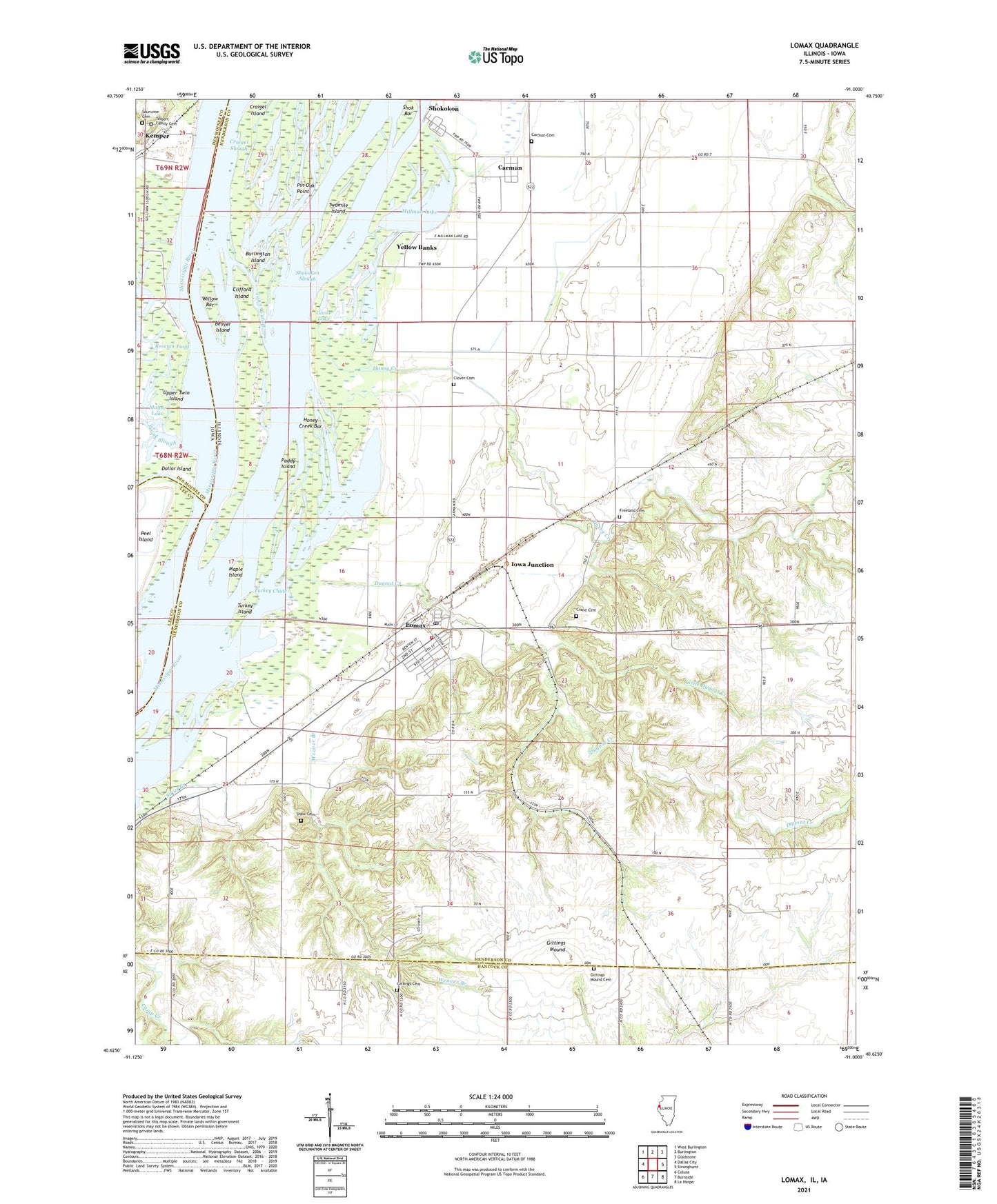 Lomax Illinois US Topo Map Image