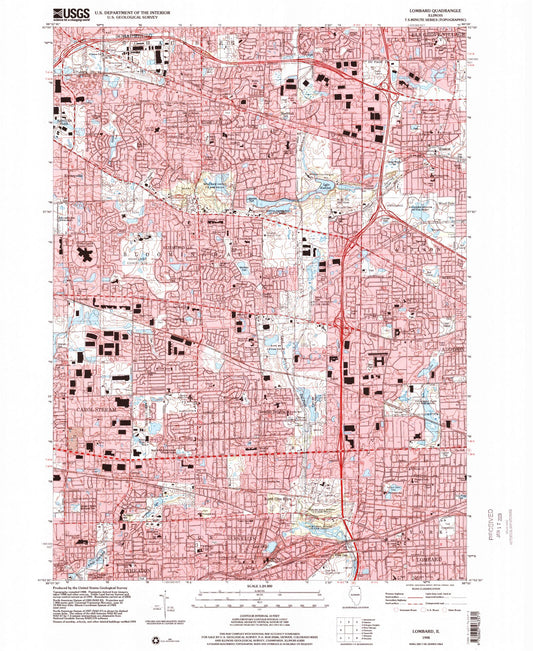 Classic USGS Lombard Illinois 7.5'x7.5' Topo Map Image