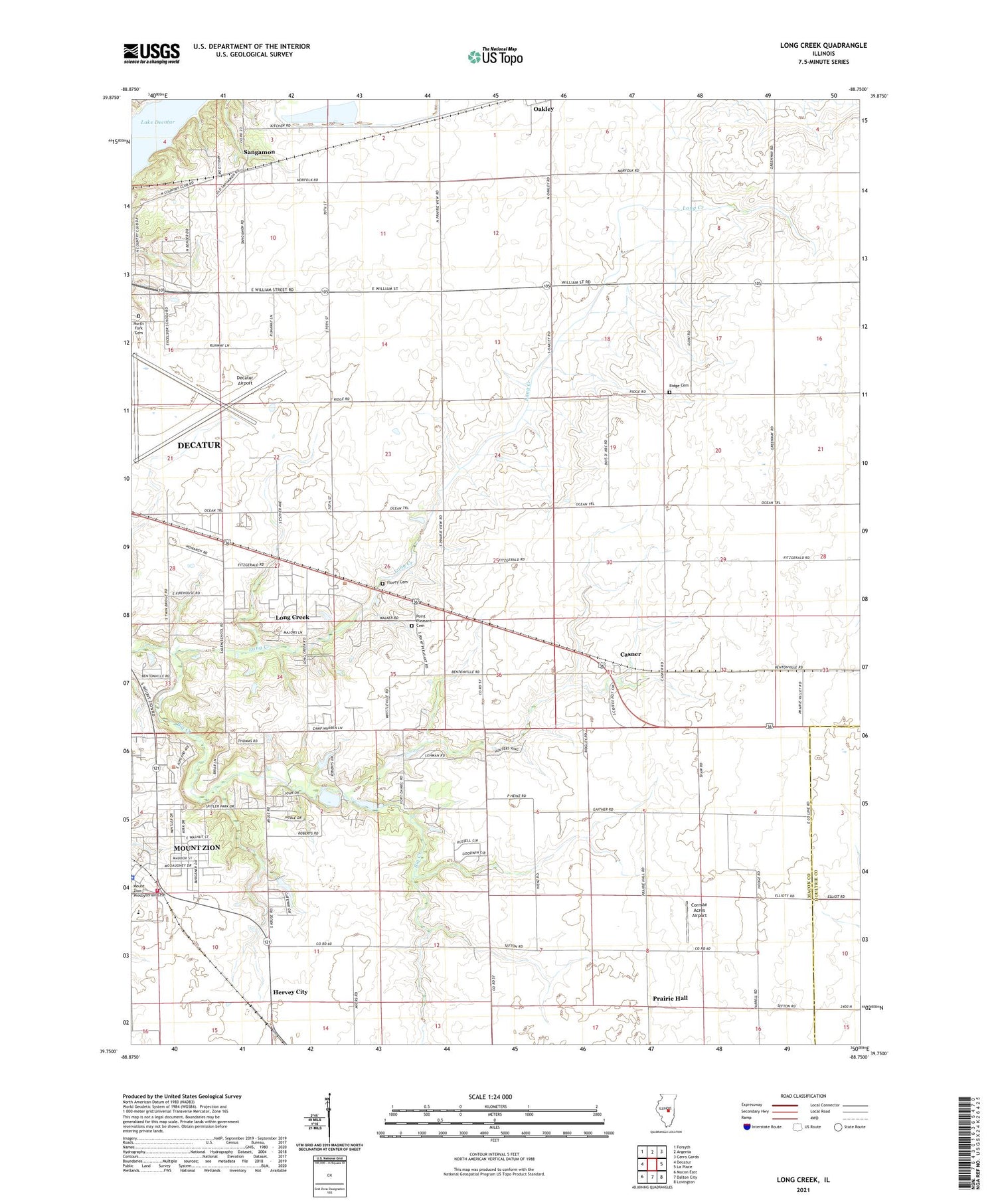 Long Creek Illinois US Topo Map Image