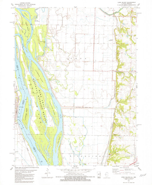 Classic USGS Long Island Illinois 7.5'x7.5' Topo Map Image